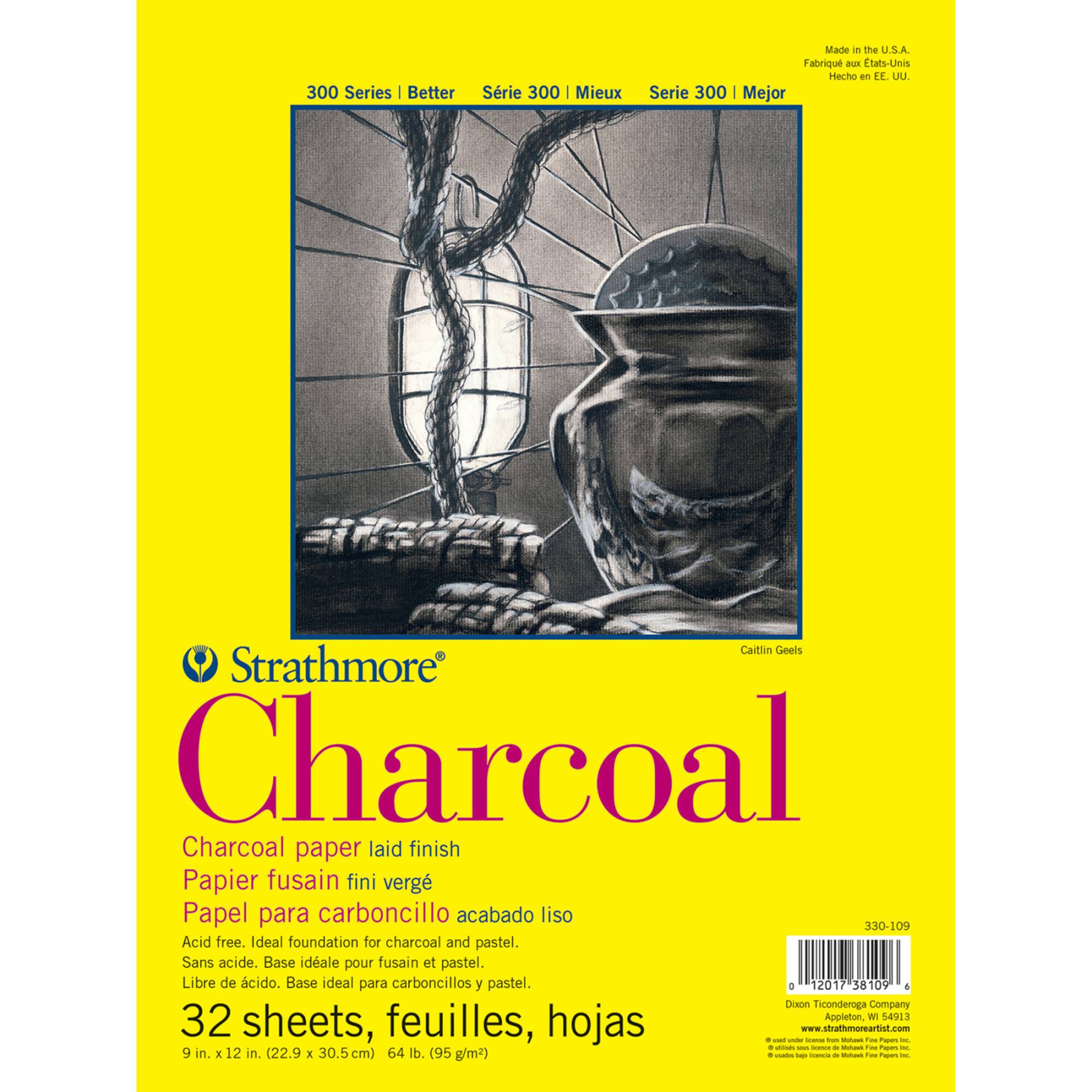 Strathmore Charcoal Paper Pad, 300 Series, Tape-Bound, 32 Sheets, 9" x 12"